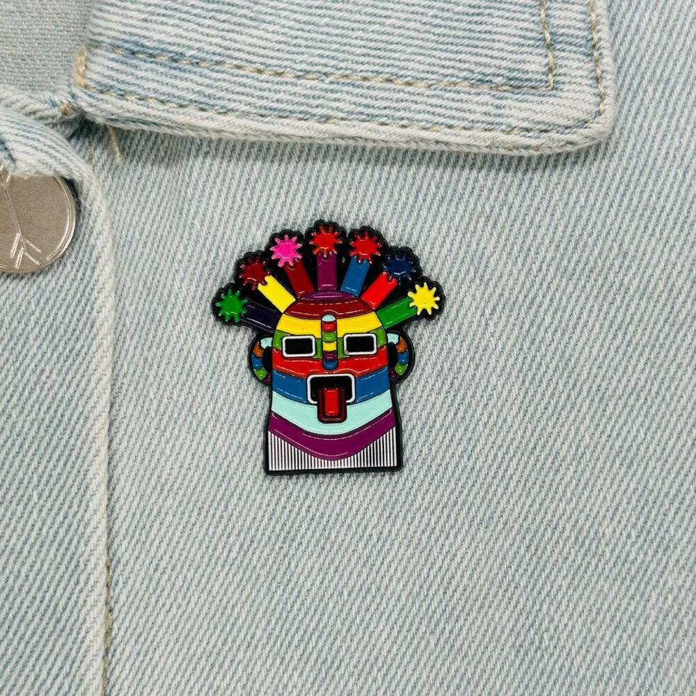 🤩Enamel Pin Mask Exotic Aya Incas Ecuador Inti Raymi Multicolor Diablo Huma New - Picture 1 of 7
